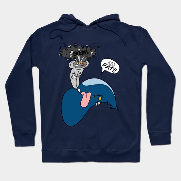 Am I THAT FAT! blue whale funny cartoon Hoodie by Odd Creatures